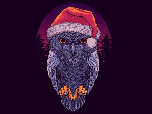 Santa Owl Graphic tee design