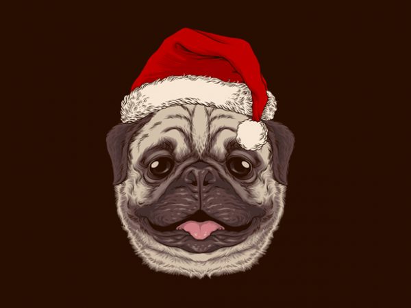 Santa pug graphic tee design Santa pug graphic tee design