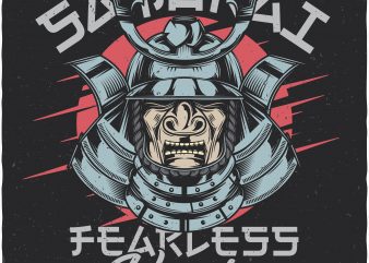 Samurai fearless warrior. Vector T-Shirt Design