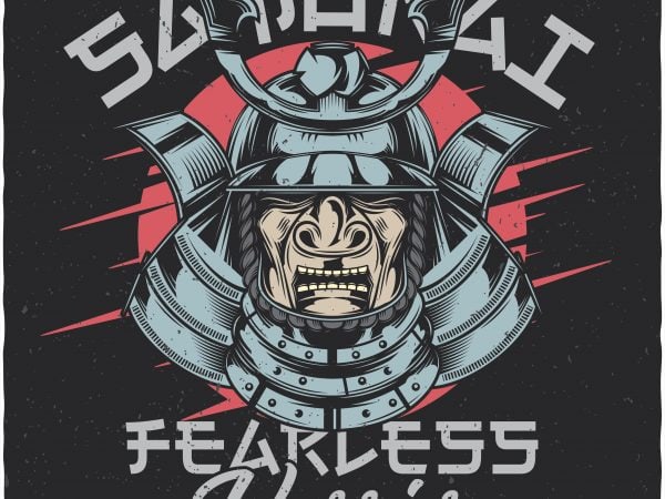 Samurai fearless warrior. vector t-shirt design