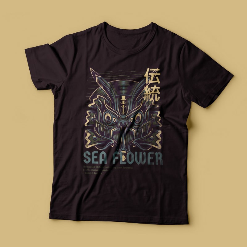 Sea Flower T-Shirt Design t shirt designs for printful