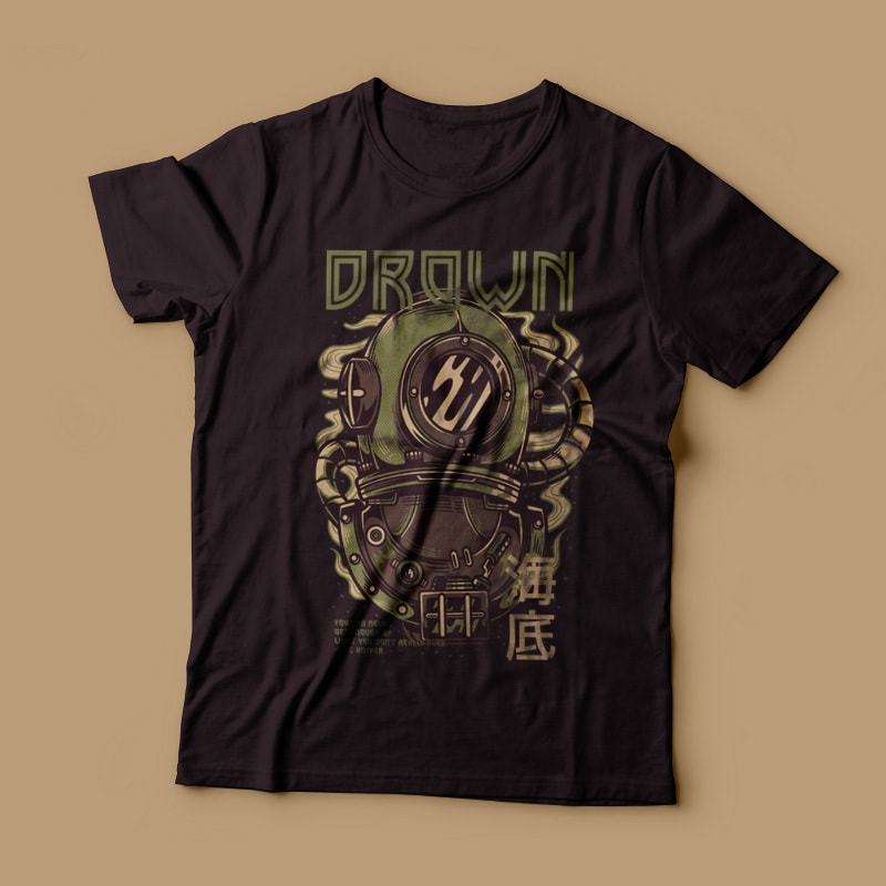 Drown Vector T-shirt Design commercial use t shirt designs