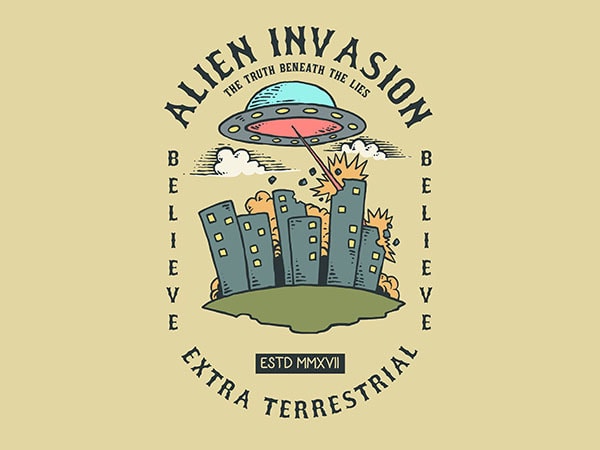Alien attack vector t-shirt design