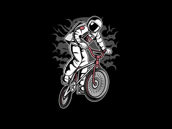 Astronaut bike graphic t-shirt design