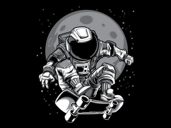 Astronaut Skateboard T-Shirt Design