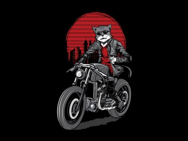 Cat rider t-shirt design