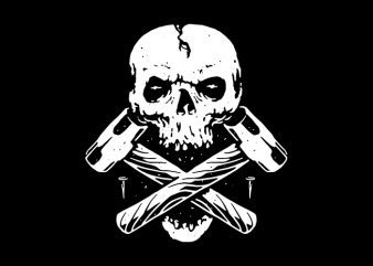 Skull Hammer vector t shirt design for download