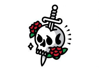 Death Flower Tattoo vector t-shirt design template