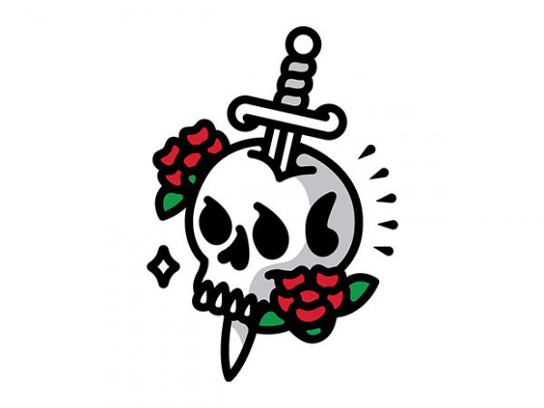 Death flower tattoo vector t-shirt design template