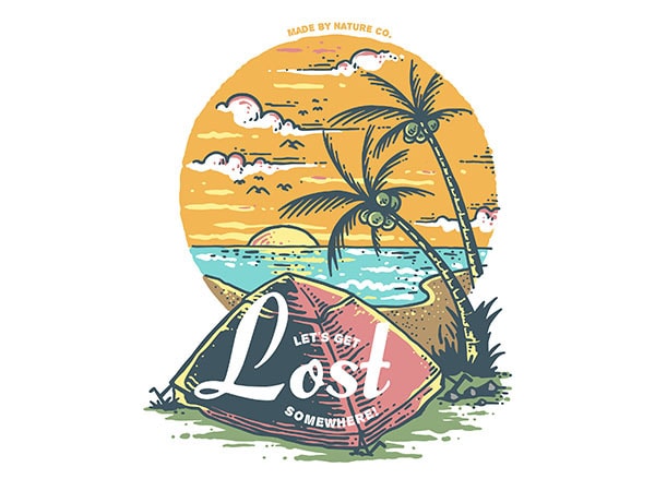 Beach camping graphic t-shirt design