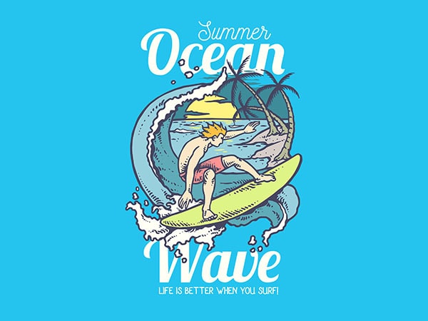 Beach surfing vector t-shirt design