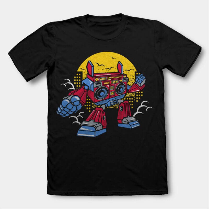 Boombox Robot Vector t-shirt design t shirt designs for teespring