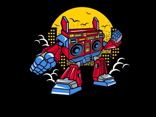 Boombox robot vector t-shirt design