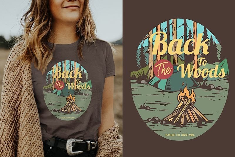 Camp Fire Vector t-shirt design tshirt-factory.com