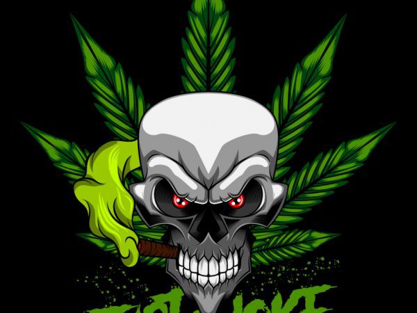 Cannabis skull marijuana t-shirt design template