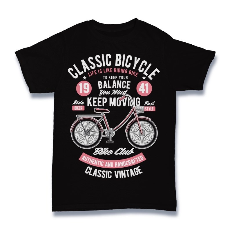 Classic Bicycle Svg Vector t-shirt design t shirt designs for printful