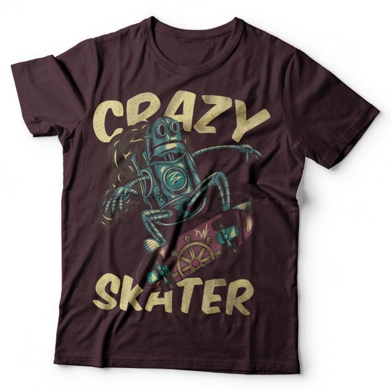 Crazy skater. Vector T-Shirt Design commercial use t shirt designs