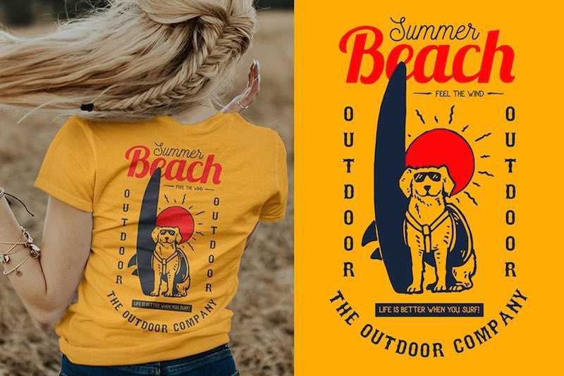 Dog Surf Vector t-shirt design tshirt design for sale