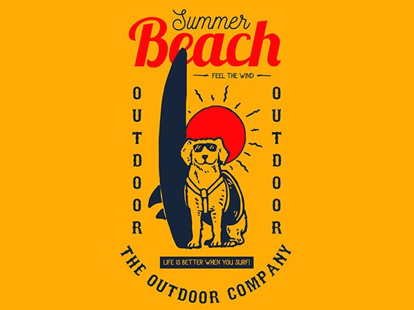 Dog surf vector t-shirt design