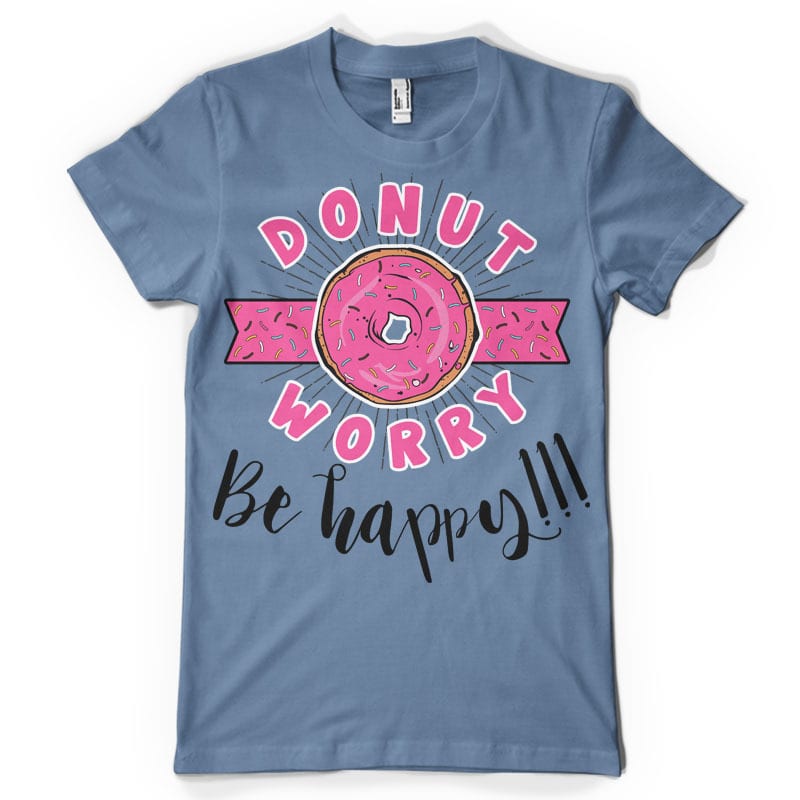 Donut Worry Be Happy T-Shirt Drôle ne Homme Baseball