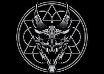 Dragon skull angry T-shirt template vector illustration