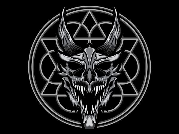 Dragon skull angry t-shirt template vector illustration