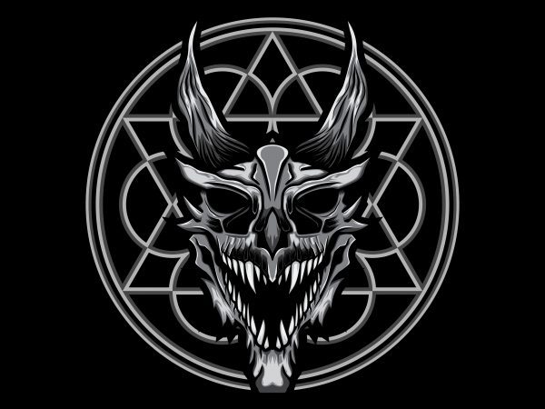 Dragon skull angry t-shirt template vector illustration