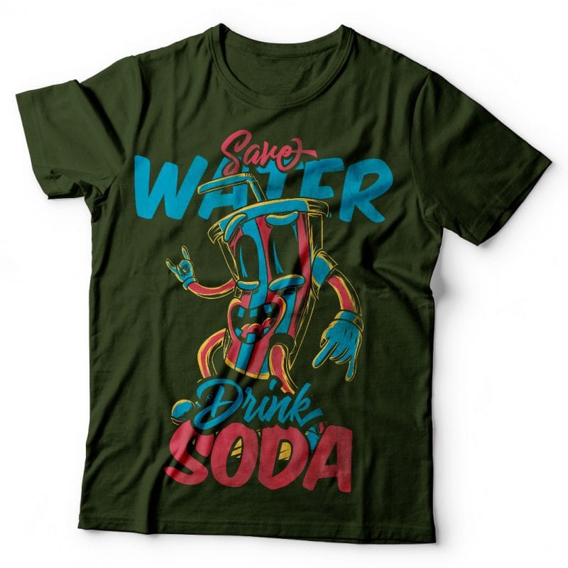 Save water drink soda. Vector T-Shirt Design commercial use t shirt designs
