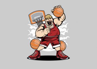 Fat Basketball Player Graphic t-shirt design