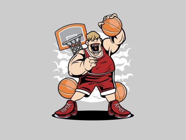 Fat basketball player graphic t-shirt design