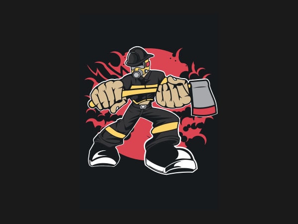 Fireman graphic t-shirt design