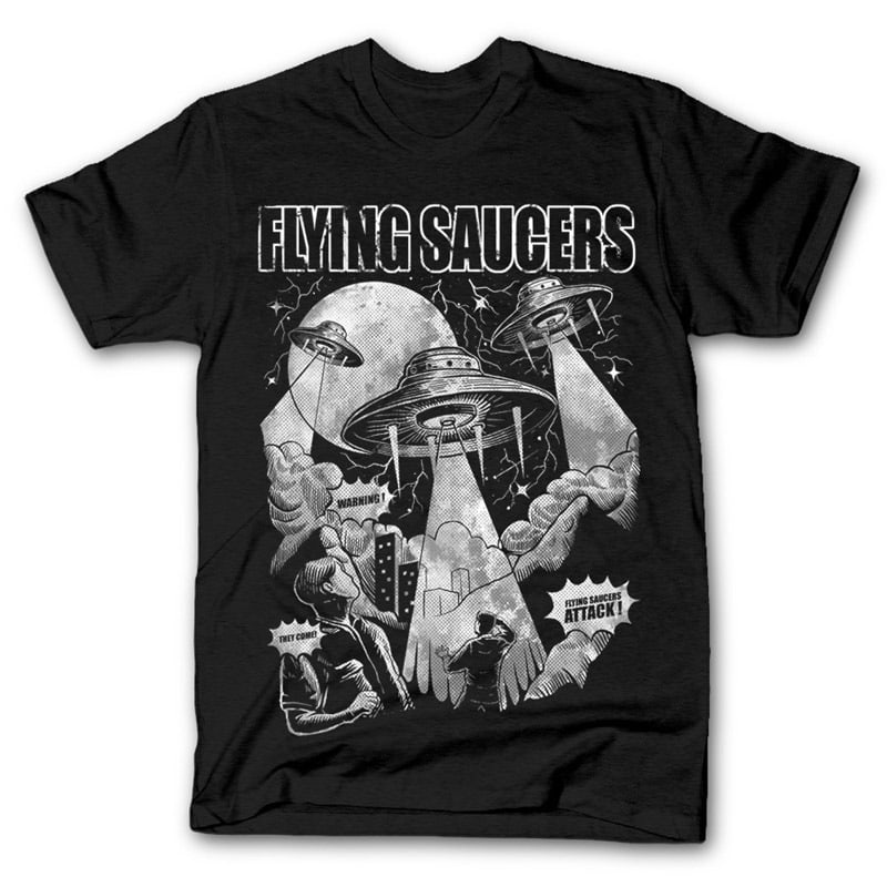 Flying Saucers Vector t-shirt design t shirt designs for merch teespring and printful