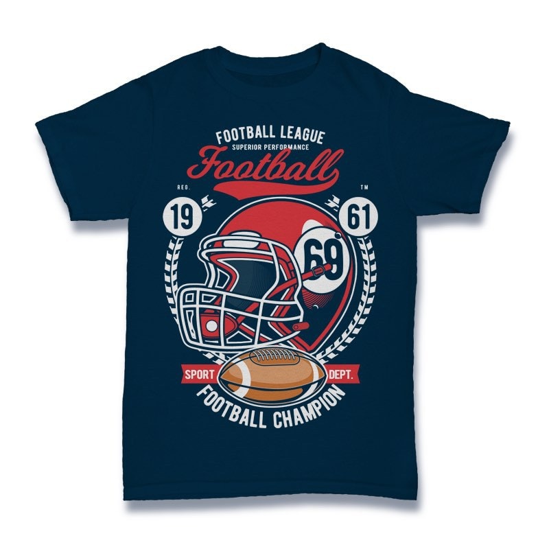 Football League Helmet Graphic t-shirt design tshirt-factory.com