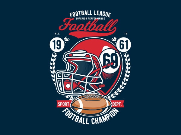 Football league helmet graphic t-shirt design