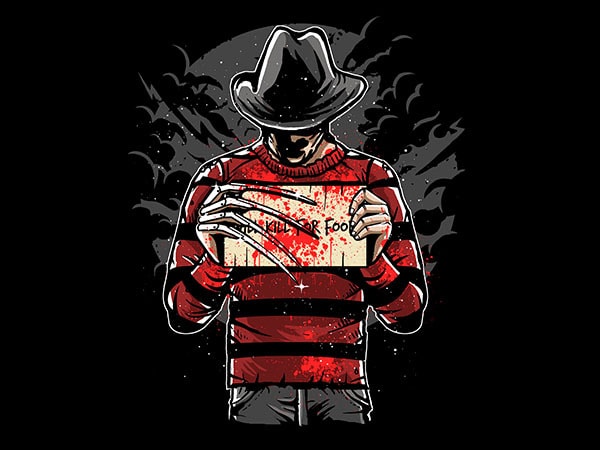 Freddy Will Kill For Food Graphic t-shirt design Freddy Will Kill For Food Graphic t-shirt design
