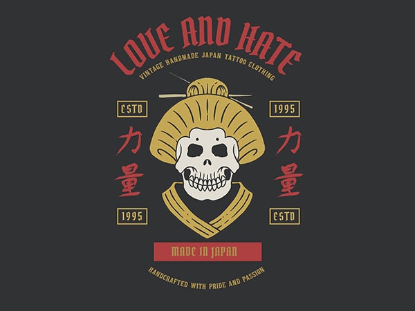 Geisha skull vector t-shirt design