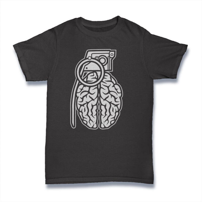 Grenade Brain Graphic t-shirt design tshirt design for merch by amazon