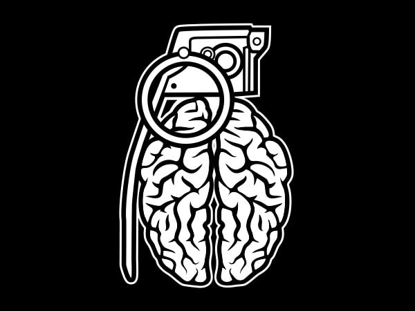 Grenade brain graphic t-shirt design