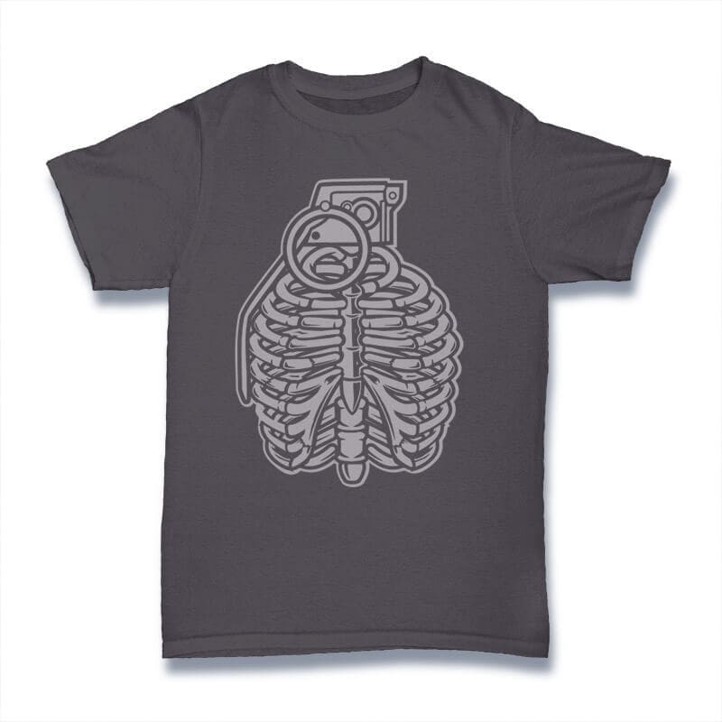 Grenade Ribcage Graphic t-shirt design tshirt design for merch by amazon