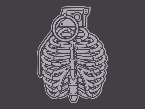 Grenade ribcage graphic t-shirt design