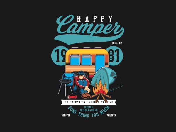 Happy camper vector t-shirt design