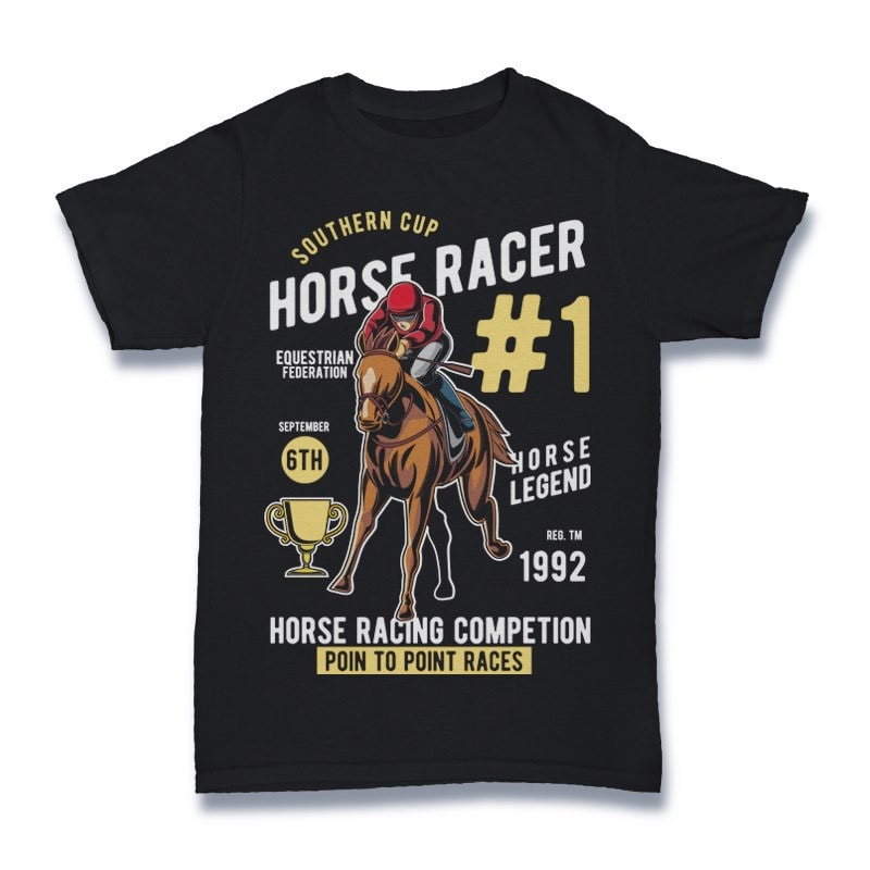 Horse Racer Vector t-shirt design t shirt designs for merch teespring and printful