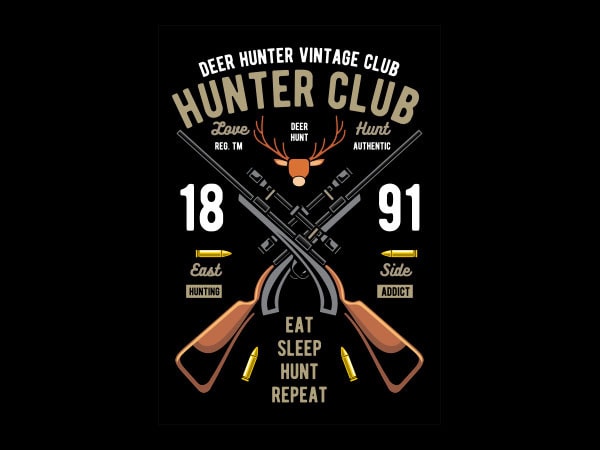 Hunter club graphic t-shirt design