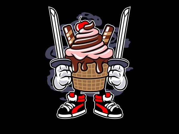 Ice cream ninja vector t-shirt design
