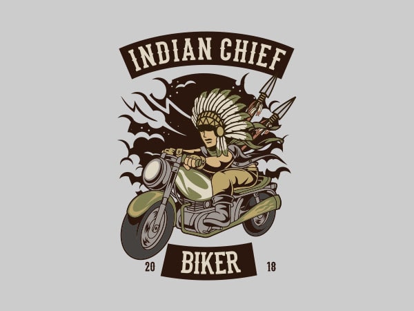 Indian chief biker club vector t-shirt design