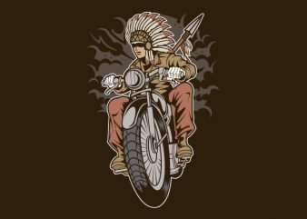 Indian Native Biker Graphic t-shirt design