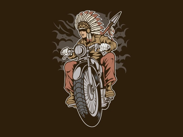 Indian native biker graphic t-shirt design