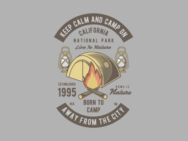 Keep calm and camp graphic t-shirt design