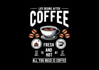 Life Begins After Coffee Vector t-shirt design