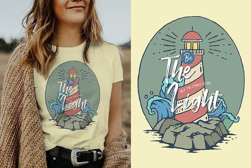 Light House Graphic t-shirt design tshirt-factory.com